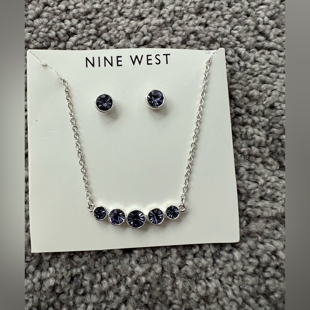 Nine West Brand Crystals Set of earring and necklace New